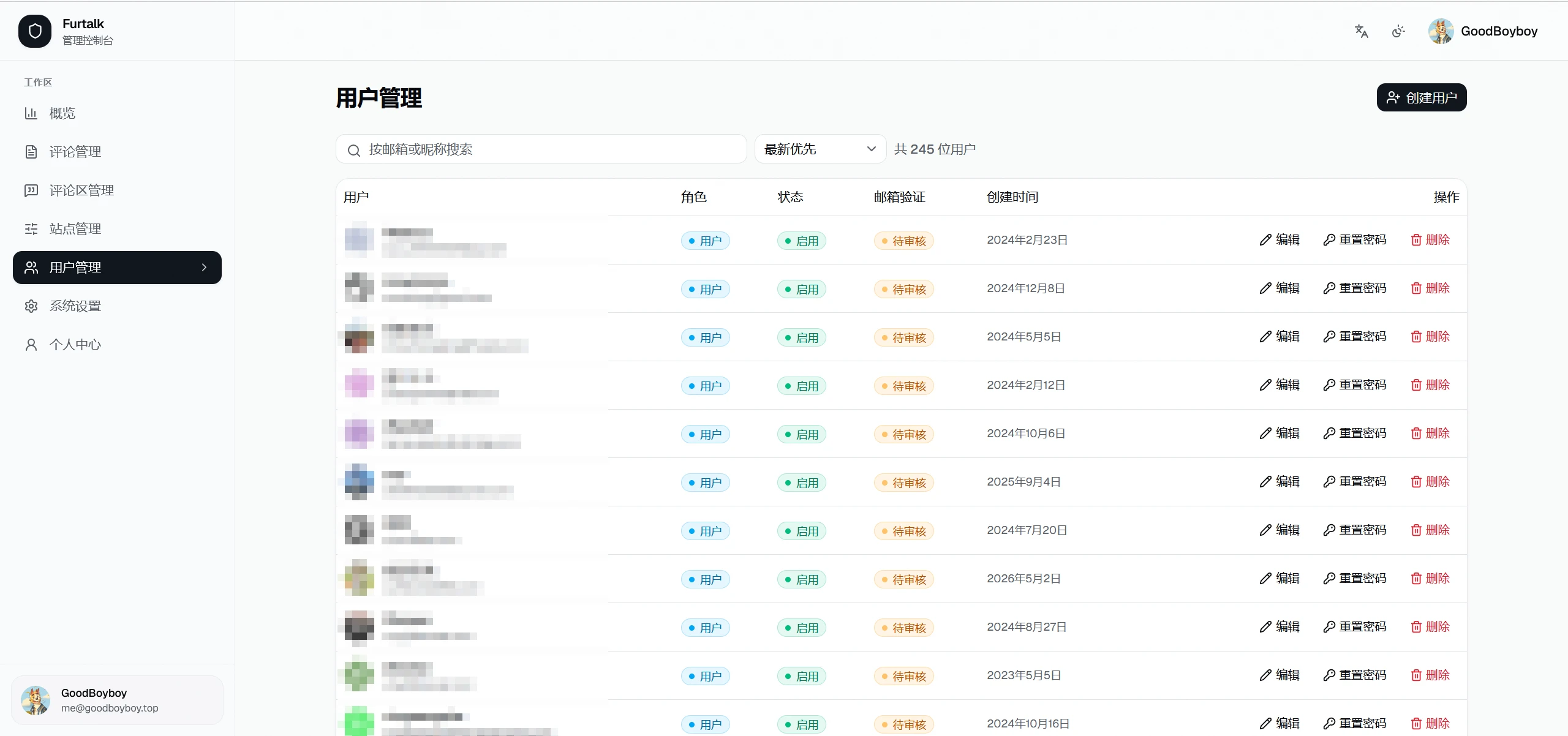 用户一览